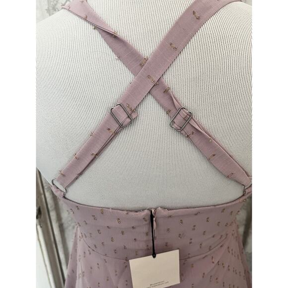 NWT Revolve x Superdown Kiki Dress •M• Mauve Strap criss-cross Fit & Flare Dress - Picture 11 of 13